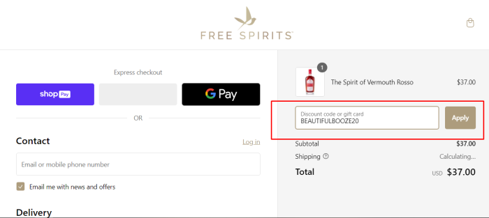 How to use FREE SPIRITS promo code