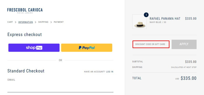 How to use Frescobol Carioca promo code