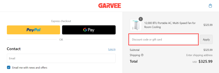 How to use Garvee promo code