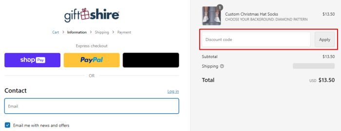 How to use GiftShire promo code