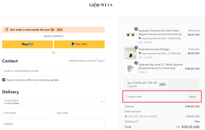 How to use Glojewels promo code