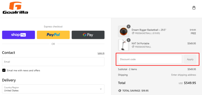 How to use Goalrilla promo code