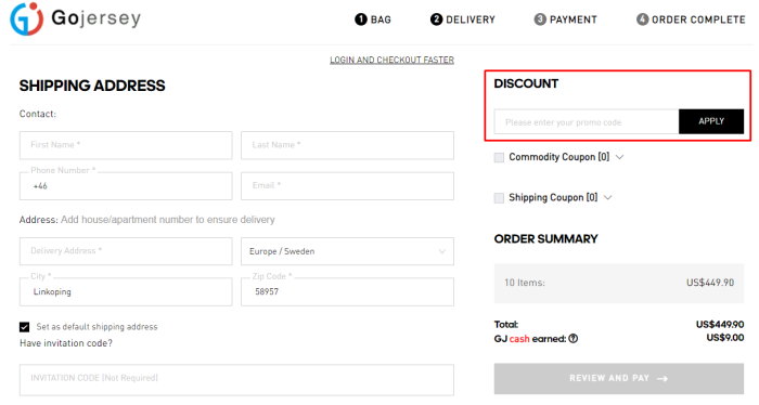 How to use GoJersey promo code