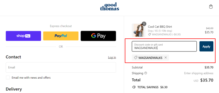 How to use Good Thomas promo code