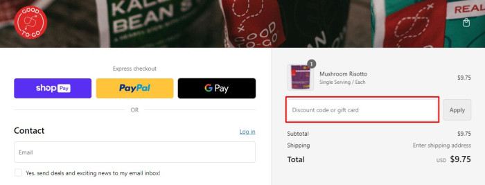 How to use Good To-Go promo code