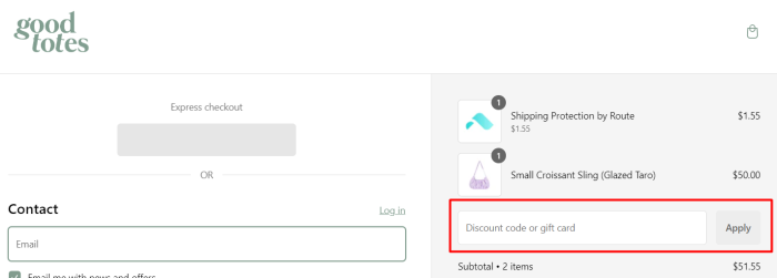 How to use Good Totes promo code