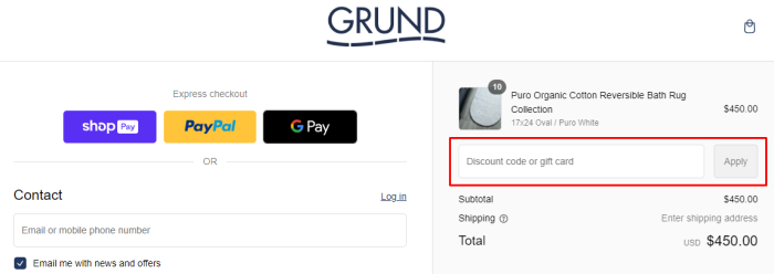 How to use Grund promo code