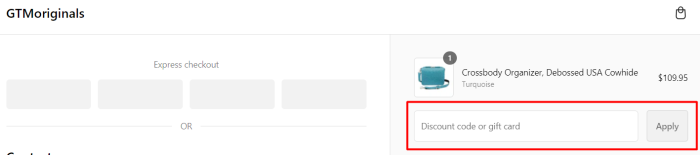 How to use GTMoriginals promo code