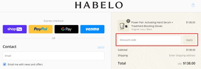 How to use Habelo Beauty promo code