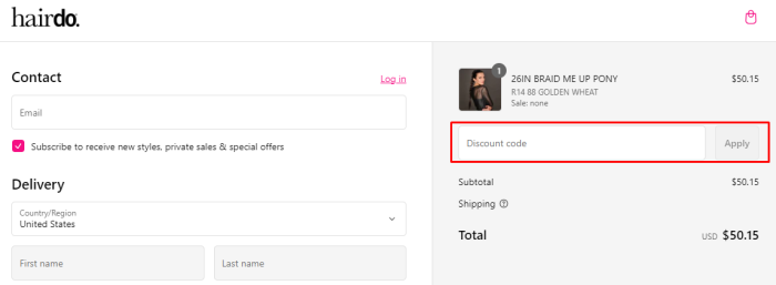 How to use Hairdo promo code