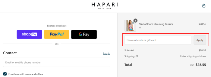 How to use Hapari promo code