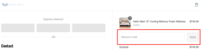 How to use Heim Nest promo code