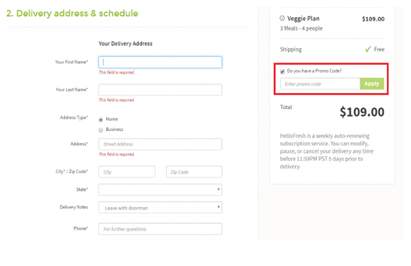 How to use HelloFresh promo code