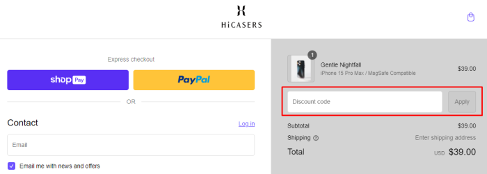 How to use HiCASERS promo code