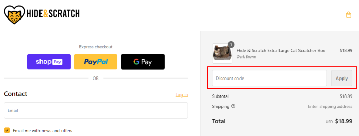 How to use Hide & Scratch promo code