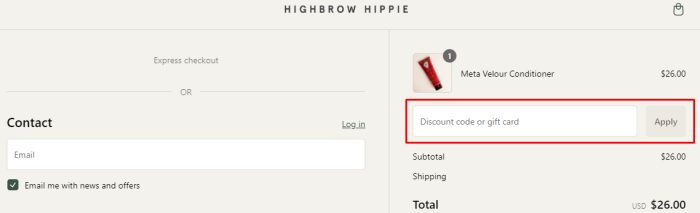 How to use Highbrow Hippie promo code