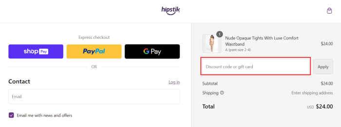 How to use Hipstik promo code