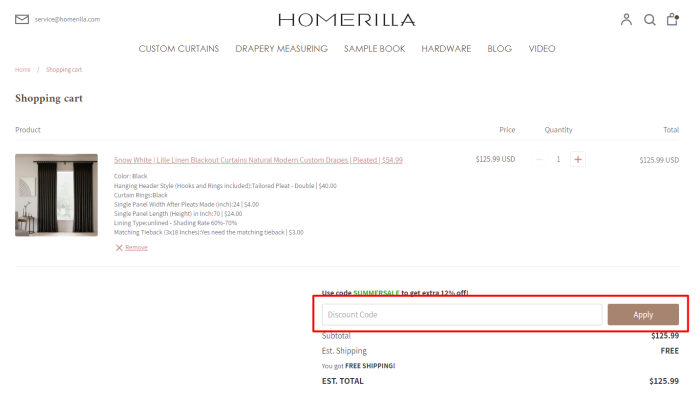 How to use Homerilla promo code