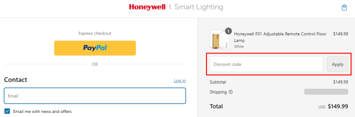 How to use Honeywell Smart Lighting promo code