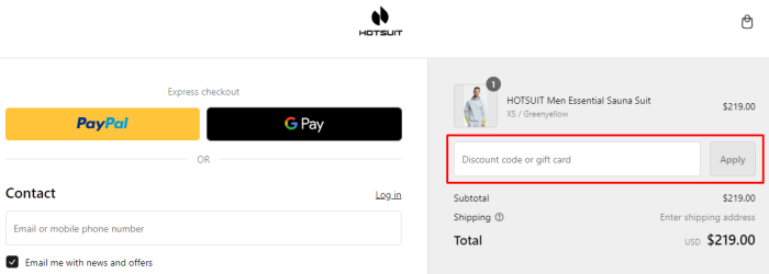 How to use Hot Suit promo code