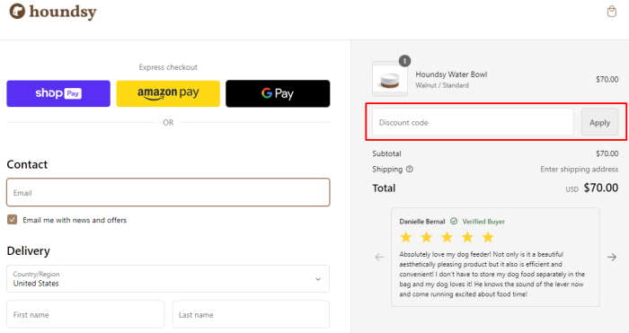 How to use Houndsy promo code