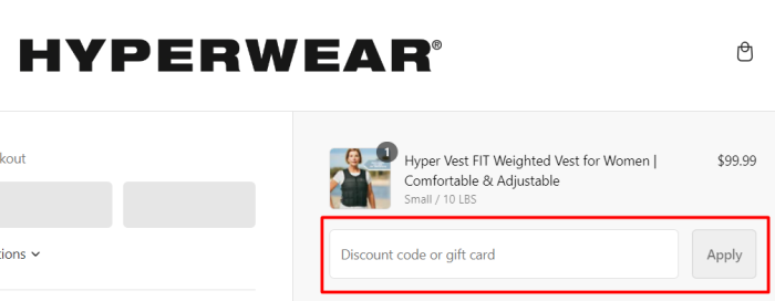 How to use Hyperwear promo code