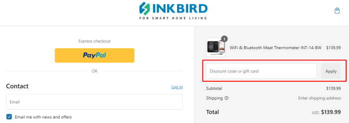 How to use Inkbird promo code