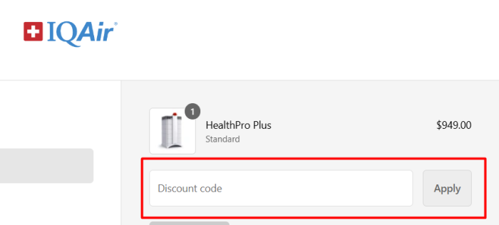 How to use IQAir promo code
