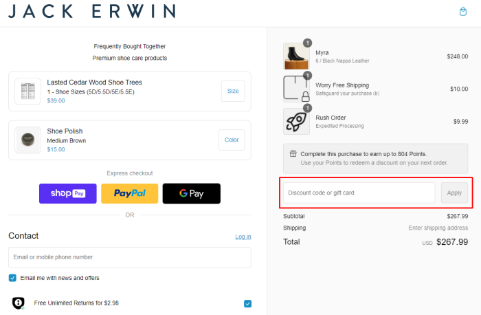 How to use Jack Erwin promo code