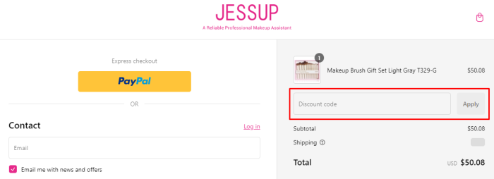 How to use Jessup promo code