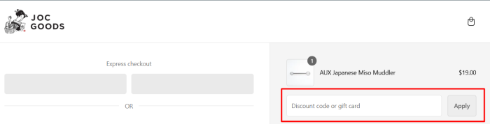 How to use JOC Goods promo code