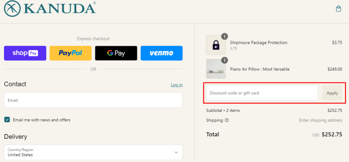 How to use Kanuda promo code