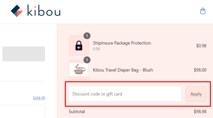 How to use Kibou promo code