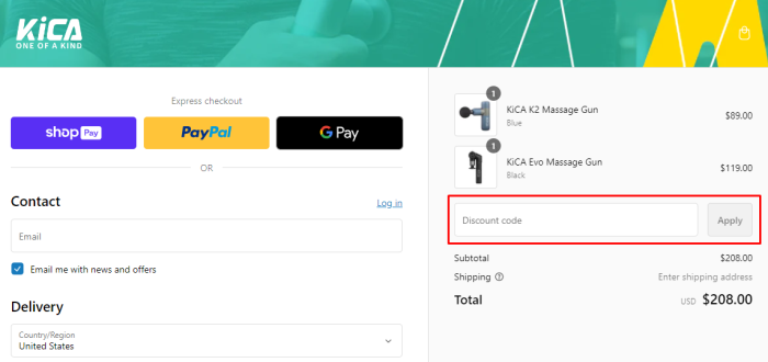 How to use KiCA promo code