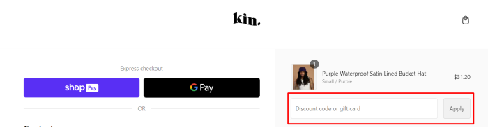 How to use KINApparel promo code