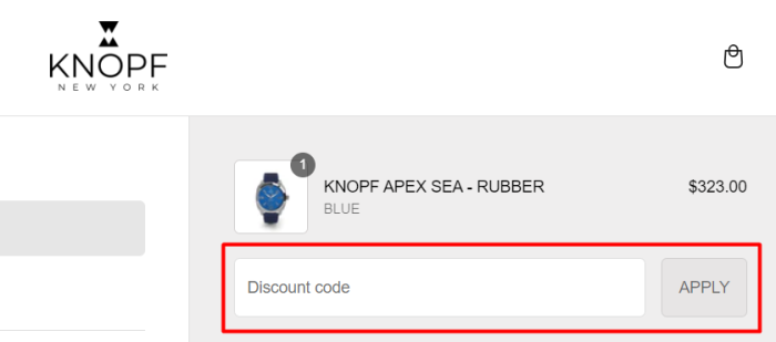 How to use KNOPF promo code