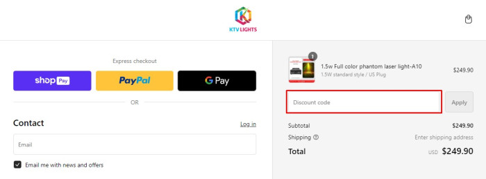 How to use Ktvlights promo code