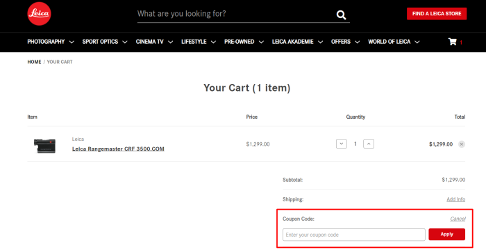 How to use Leica promo code