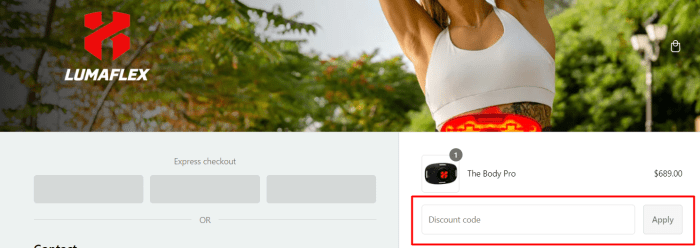 How to use Lumaflex promo code