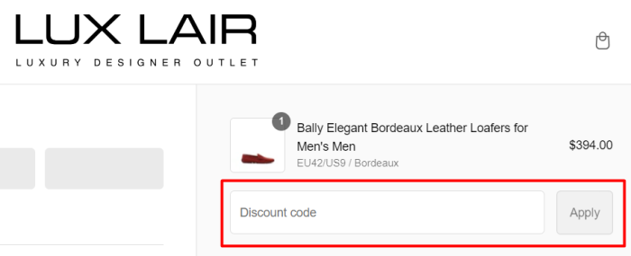 How to use LUX LAIR promo code