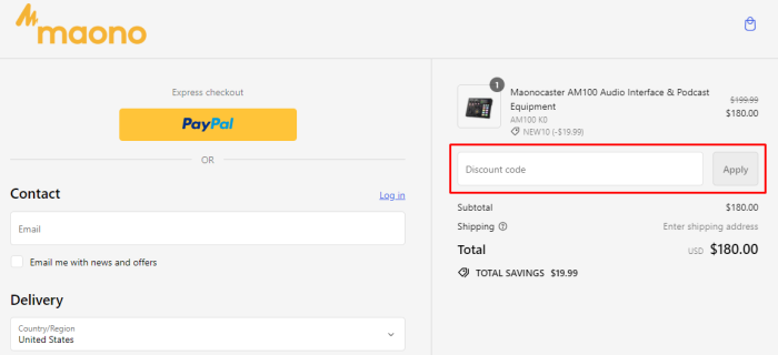 How to use Maono promo code
