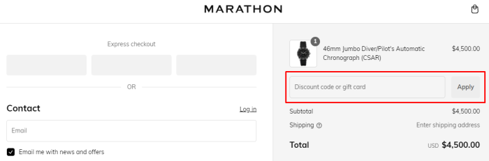 How to use Marathon Watch promo code