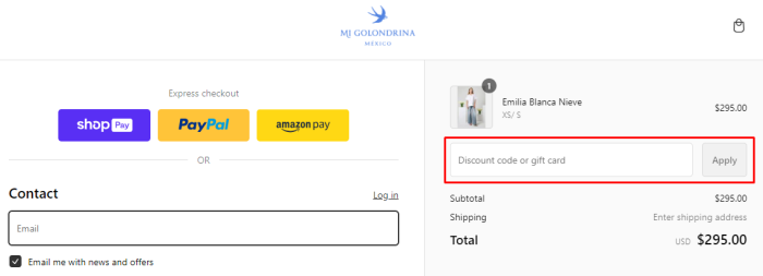 How to use MI GOLONDRINA promo code