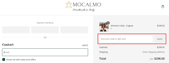 How to use Mocalmo promo code