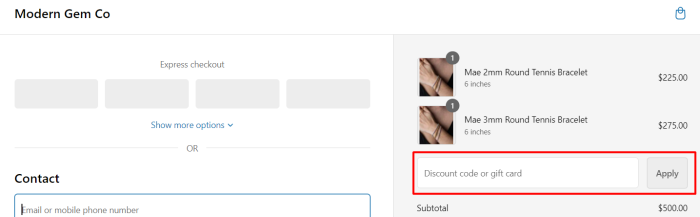 How to use Modern Gem Co promo code