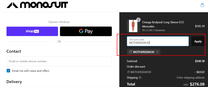 How to use Monosuit promo code