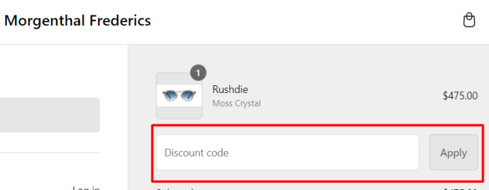 How to use Morgenthal Frederics promo code