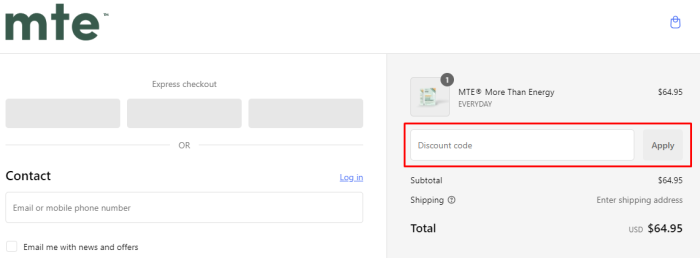 How to use MTE promo code