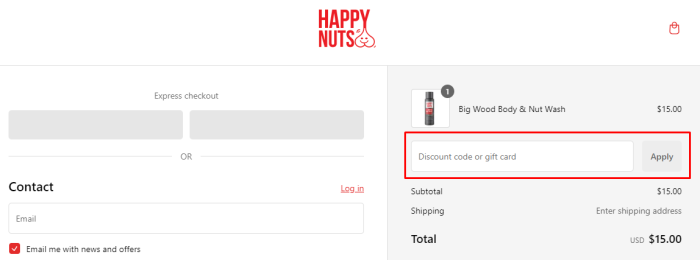 How to use My Happy Nuts promo code