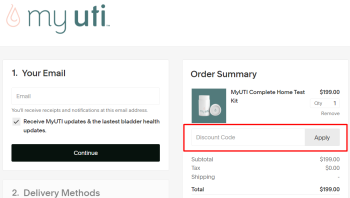 How to use MyUTI promo code